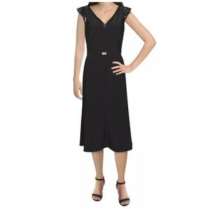 Lauren Ralph Sequined Flutter Sleeve Dress Black 2